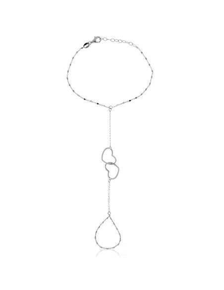 Pulsera de Dedo Corazones Plata