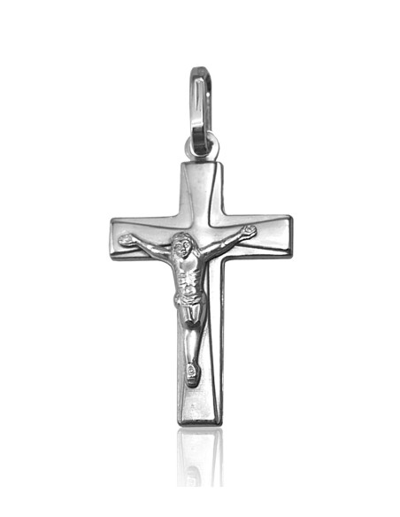 Cruz con Cristo Plata 14x21mm.