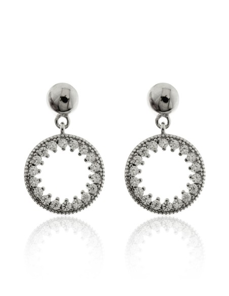 Pendientes Largos Círculo Plata