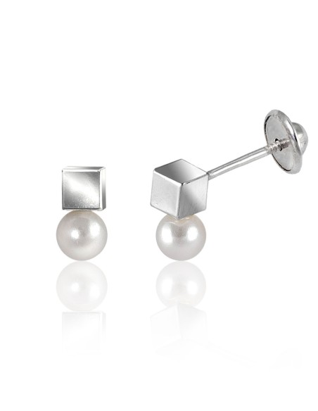 Pendientes Dormilonas Plata y Perla