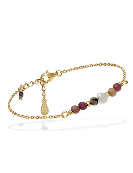 Pulsera Plata Dorada con Perla