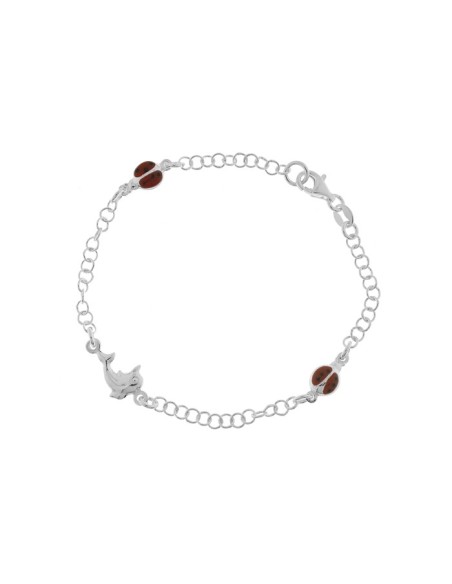Pulsera Delfín y Mariquitas de Plata