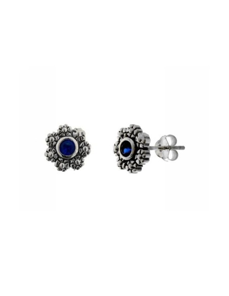 Pendientes de Plata y Circonita Azul