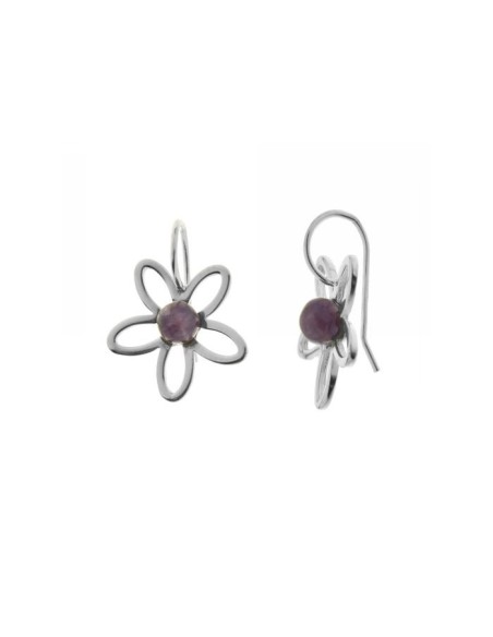 Pendientes Flor de Plata y Amatista