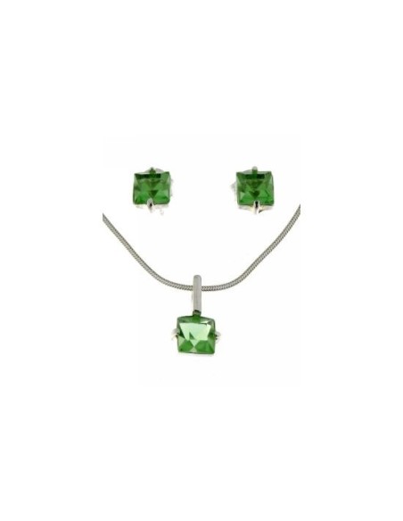Conjunto de Plata y Circonita Verde