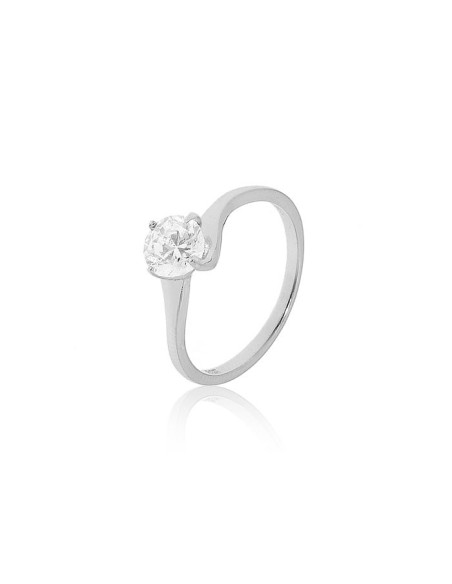Anillo Solitario de Plata y Circonita