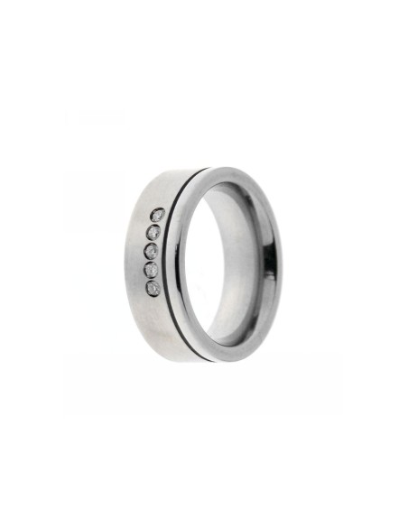 Anillo de Acero y Circonitas