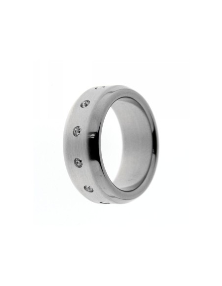 Anillo de Acero y Circonitas