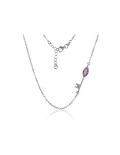Collar Llave con Piedra Lila