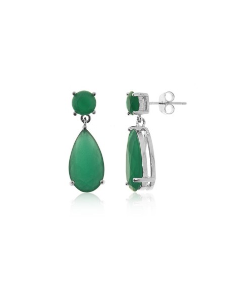 Pendientes Piedra Verde Plata