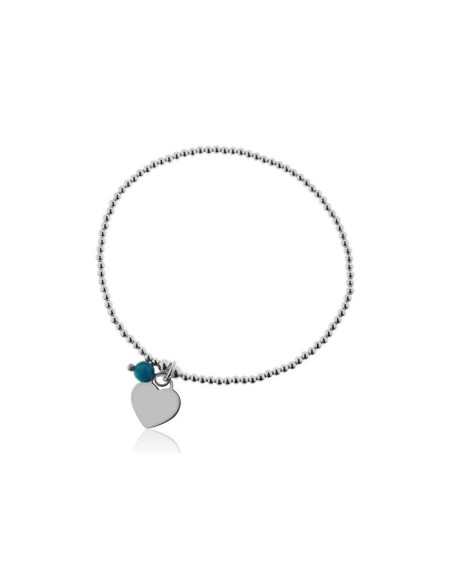 Pulsera de Bolitas con Corazón de Plata