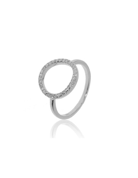 Anillo de mujer círculo de plata con circonitas blancas