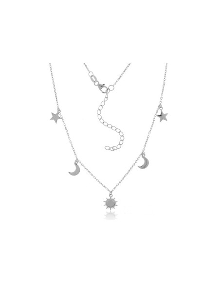 Collar Sol, Luna y Estrella Plata