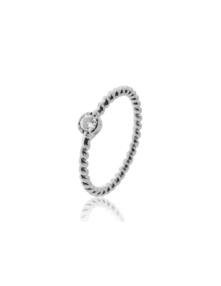 Anillo Solitario Plata