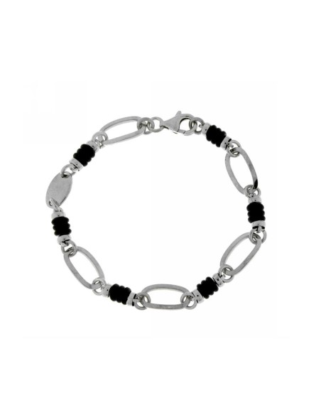 Pulsera Plata y Caucho