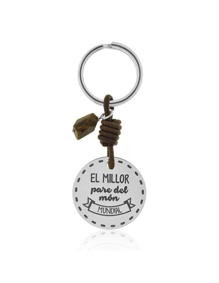 Llavero Papa de Plata y Cuero