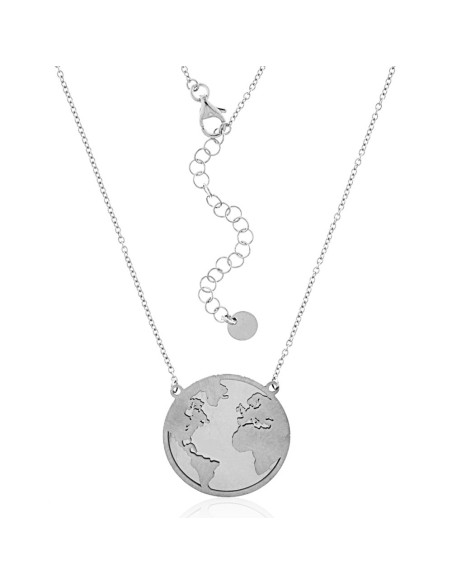 Collar Mundo de Plata Mate y Brillo