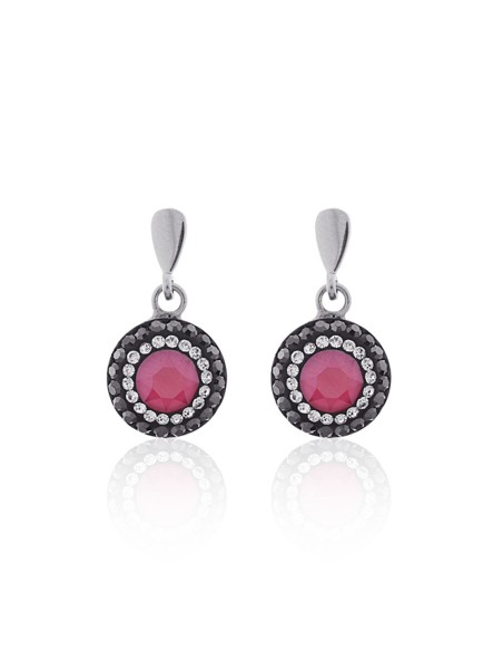 Pendientes con Swarosvski Rosa de Plata. Pendientes Largos.