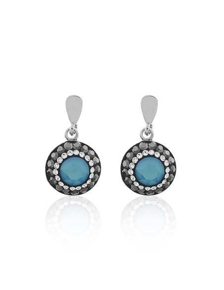 Pendientes con Swarovski Azul de Plata, pendientes largos mujer