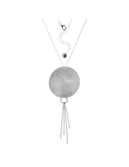 Collar Largo con Placa Redonda de Plata