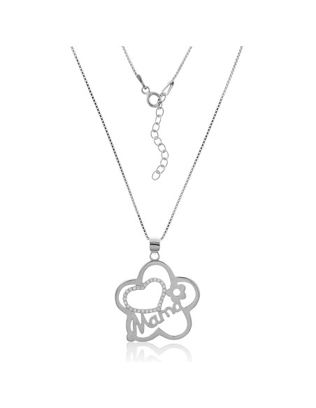 Collar Flor y Corazón para Mamás de Plata