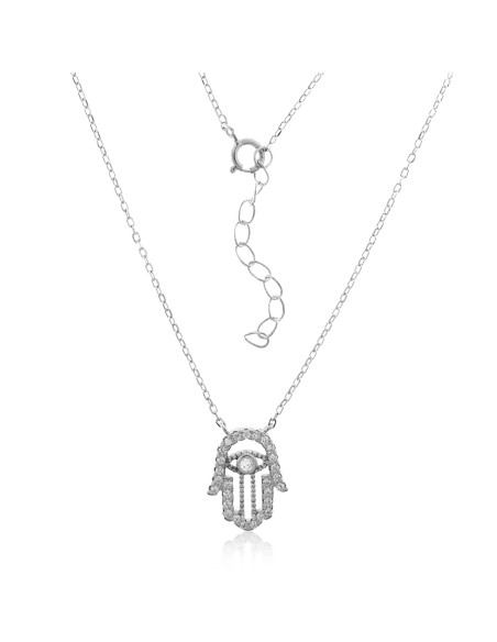 Collar Mano de Fátima Plata con Circonitas