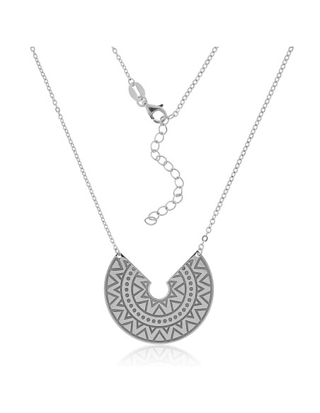 Collar Boho de Plata con Grabado Étnico