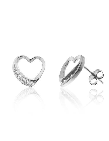 Pendientes Corazón de Plata con Circonitas