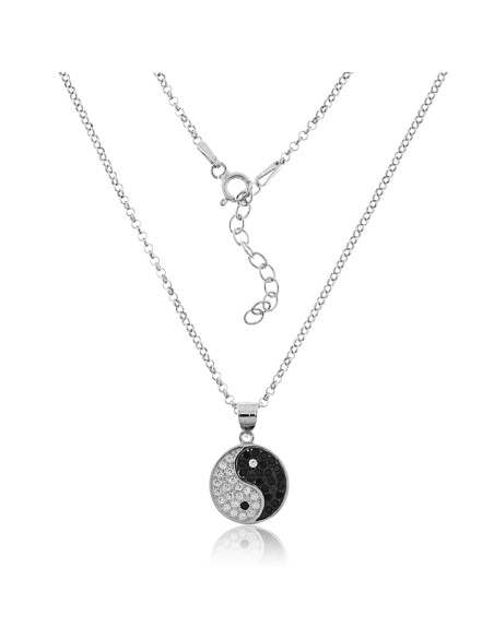Collar Yin Yang de Plata y Circonitas