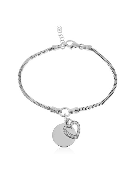 Pulsera Corazón y Placa de Plata