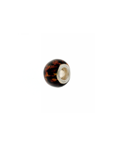 Abalorio Donut Leopardo Plata 9x12mm.