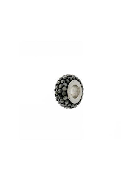 Abalorio Donut Strass Plata 5x10mm.