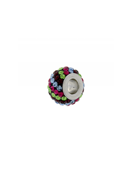 Abalorio Donut Multicolor Plata 8x13mm.